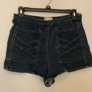 Free People denim high waist zip booty shorts